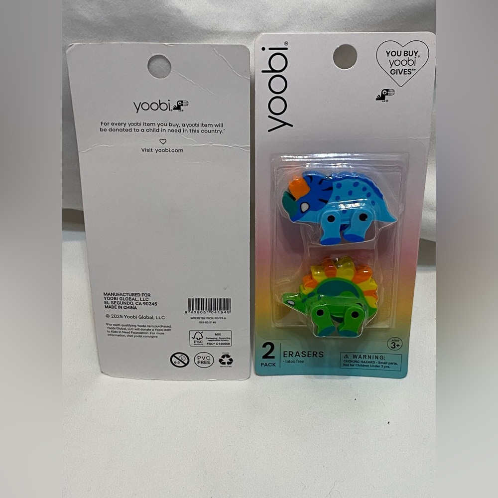 Yoobi Colorful Dinosaur Erasers Set of 4 - Picture 2 of 2